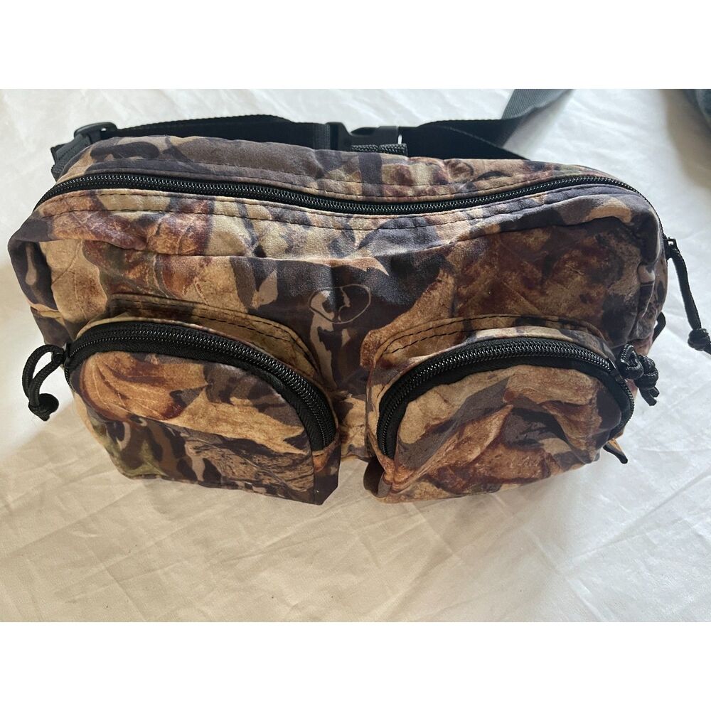 Camo Waist Pack Men's Hunting Fishing Hiking Bag Canvas Green & Black